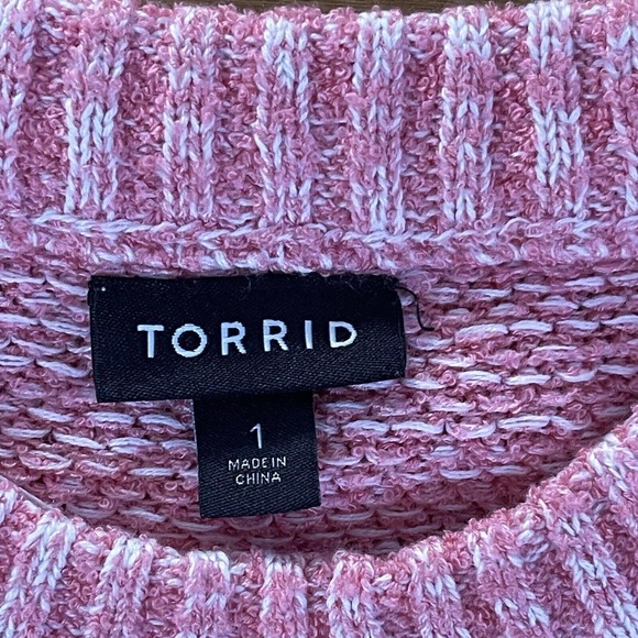 Women's Torrid Size 1X Pullover Drop Shoulder Sweater Baby Pink - Picture 5 of 6